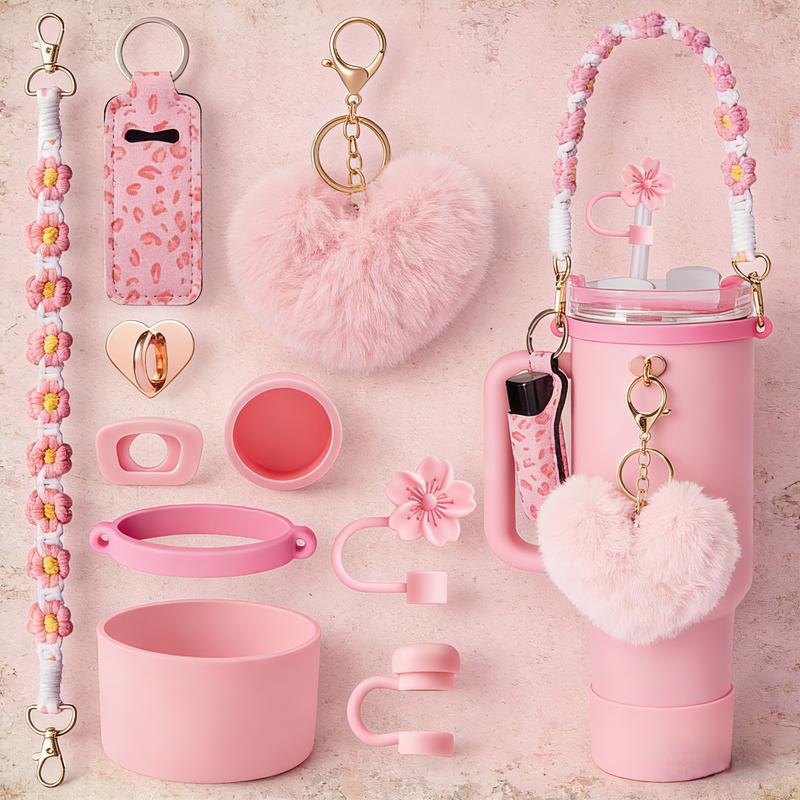 Stainless Steel Vacuum Insulated Glass 40oz Cup with Handle and Straw for Children's Gift Set,Portable Drinkware-Mug,Water Bottles,Flasks easter toy funny Tumbler Drinkware girl gifts friendship,Stanley Accessory Charms,valentine gifts, birthday holiday