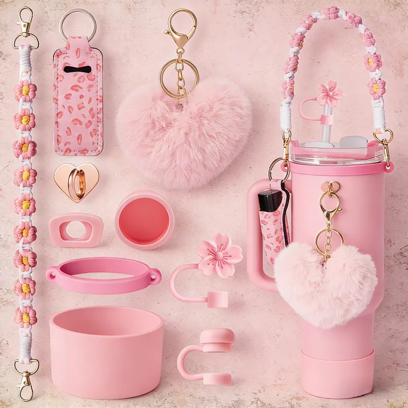 Stainless Steel Vacuum Insulated Glass 40oz Cup with Handle and Straw for Children's Gift Set,Portable Drinkware-Mug,Water Bottles,Flasks easter toy funny Tumbler Drinkware girl gifts friendship,Stanley Accessory Charms,valentine gifts, birthday holiday