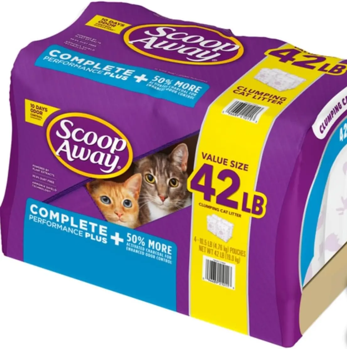 Scoop Away Complete Performance Plus Cat Litter, Bentonite Clay, Odor Blocker, Strong Clump Formula, 42lb Bag