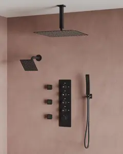 16" High-Pressure Rainfall Complete Shower System with Rough-in Valve | 15 Spray patterns | DualJetSpa | Quiet Operation | Precision Temperature Control