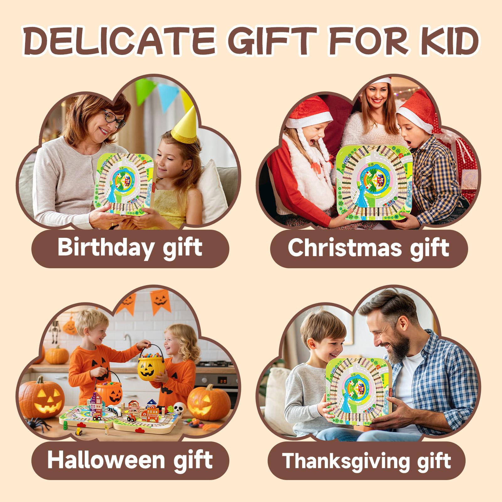 EDUTREE Wooden Track City Blocks Fun Educational Toys for Kids Portable Durable Block Set for Travel Hand-eye Coordination Shape Recognition Halloween Birthday Gifts for Boys Girls EDUTREE Wooden Track City Blocks Fun Educational Toys for Kids Portable Durable Block Set for Travel Hand-eye Coordination Shape Recognition Halloween Birthday Gifts for Boys Girls