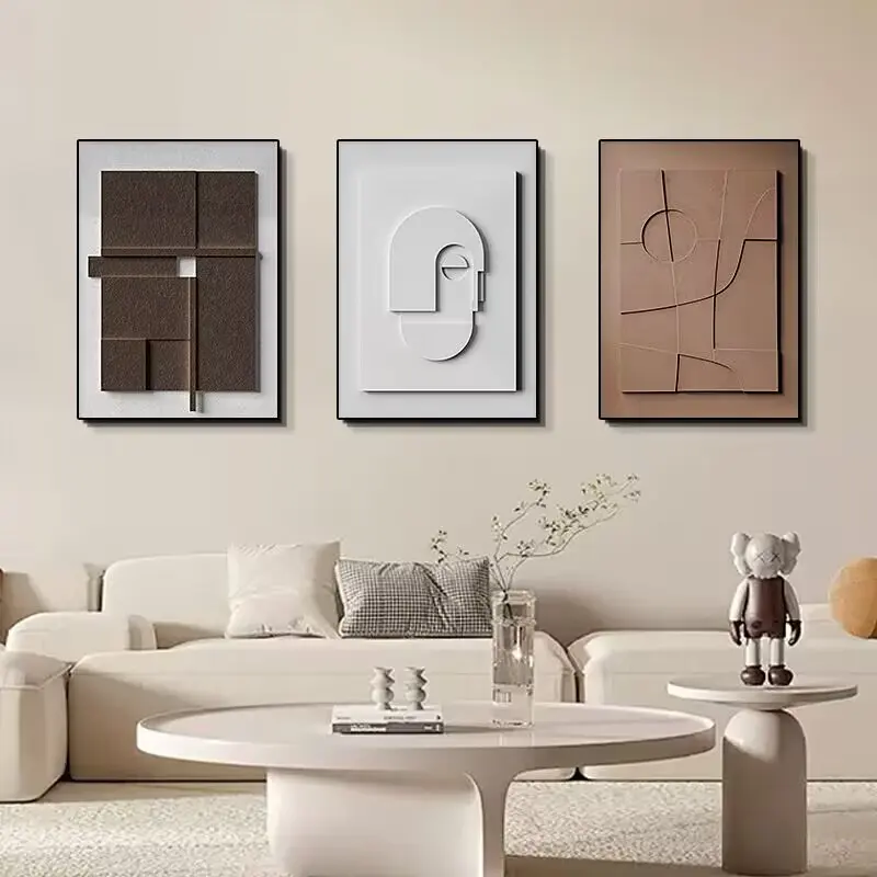 3pcs Frameless Abstract Wall Art for Living Room, Nordic Style Morandi Color Hanging Paintings, Modern Home Decor