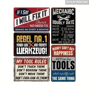 5pcs Vintage Metal Garage Tin Signs |   Auto Repair Shop Posters, Mechanic Gifts, Men'S Room Decor, Mechanic Shop Signs, Vintage Garage  Decor,  Art For Living Room, 8x12 I Wall
