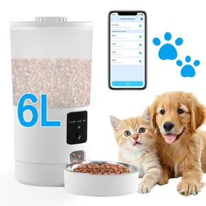 Automatic Cat Feeder with 2K Camera & Smart App 6L Pet Food Dispenser for Cats Dogs Timed Auto Control 2.4G 5G WiFi Easy Clean Feeding Tray