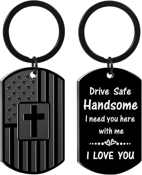 Letter Enamel Keychain - Father's Day Gifts, Keychain for Boyfriend, Drive Safe Accessory for Men, Birthday Christmas Stocking Stuffers