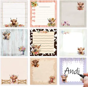 Highland Cow Sticky Notes Set -  9 Pack Highland Cow Sticky Notepad Cute  Sticky Notes 3"X3" Adhesive  Memo Pad Gifts Office   School Supplies 450 Sheets