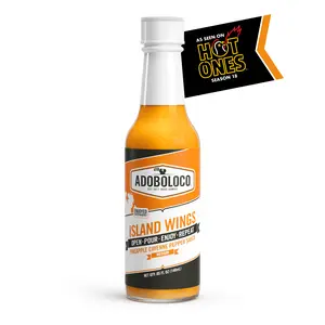 Adoboloco: Island Wings Fire-Roasted Pineapple & Hot Honey Hot Sauce • Sweet, Spicy, Tropical Pineapple Habanero Wing Glaze - Instantly Elevates Boring Chicken, Wings, and BBQ with Bold Tropical Vibes - 03/10 HEAT Flavor Dip