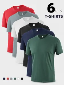 6-Pack Textured Performance Tee Mens Athletic Fit Breathable Quick-Dry Shirts Textured Performance Fitness Apparel Dry Fit Active