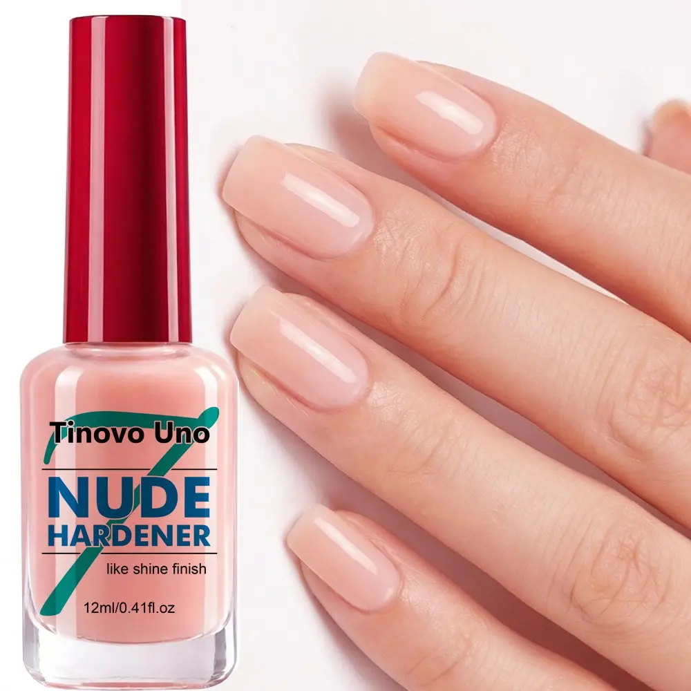 Tinovo Uno 7-in-1 Nude Nail Care Hardener Strengthening Polish, Nail Care Product: A 2-in-1 formula that nourishes and brightens nails, leaving them strong, Glossy, natural, translucent sheen, suitable for all skin tones, Nail Care Liquid
