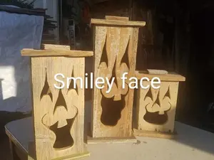 Wood lantern, made with rustic worn wood, Jack-O-Lantern for Halloween/ Fall Art decor for the patio or front porch by artist Bill Miller