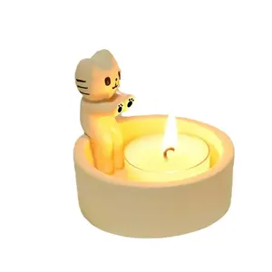 Cozy Cat Candle Holder, Perfect for Bedside Tables, Adorable Cat Design, Warm Ambiance, Ideal Gift for Cat Lovers