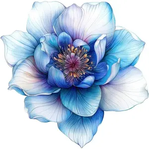 Holographic Flower Decal, Waterproof Removable Flower Sticker, Peel and Stick For Car,Vehicle,Truck Window,Laptop, 1PC (One Blue)