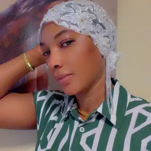 Women lace beads , muslin headscarf