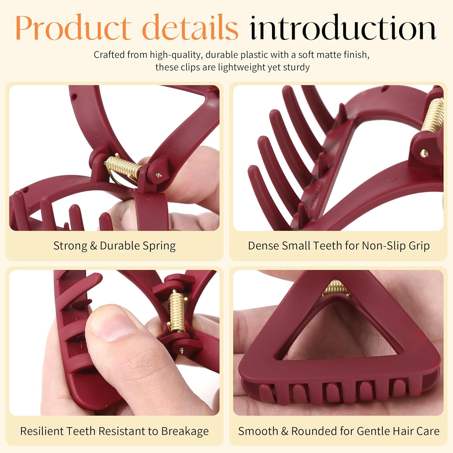 6Pcs Triangle Hair Claws for Women, 3 Inch Flexible & Unbreakable TPEE-Silicone Blend Hair Clips, Safe Shatterproof Non-Slip Strong Hold, Durable Medium Claw Clip Set for Thick/Thin/Curly Hair 6Pcs Triangle Hair Claws for Women, 3 Inch Flexible & Unbreakable TPEE-Silicone Blend Hair Clips, Safe Shatterproof Non-Slip Strong Hold, Durable Medium Claw Clip Set for Thick/Thin/Curly Hair