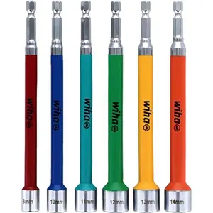 Wiha WHA70487 6-Piece Metric Coded Magnetic Nut Setter Set - Coded Handle, Unthreaded Tip, Hex Shank Screwdriver Tools for Cycling, Outdoor Recreation