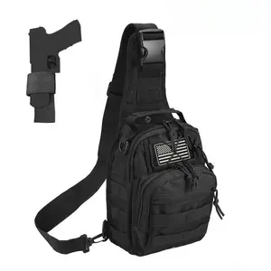 Men's Tactical Compact EDC Shoulder Bag - Adjustable, Multifunctional, Durable Messenger Bag and Chest Bag for Outdoor Sports/Travel, Camping, Hiking, Daily Commuting Use