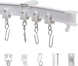 Flexible Ceiling Curtain Track, Bendable Curved Curtain Rail Mount for Room Divider,  Living Room and Bathroom, Drop Ceiling Shower (236'')
