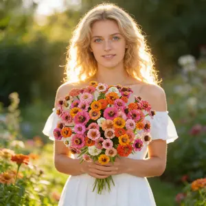Bloomasis 300+ Premium Zinnia Seeds for Planting - Non-GMO, Open-Pollinated Heirloom Flowers, High Germination Rate, Easy to Grow, Pollinator-Friendly, Full Sun Outdoor Ornamental Supplies for Gardeners
