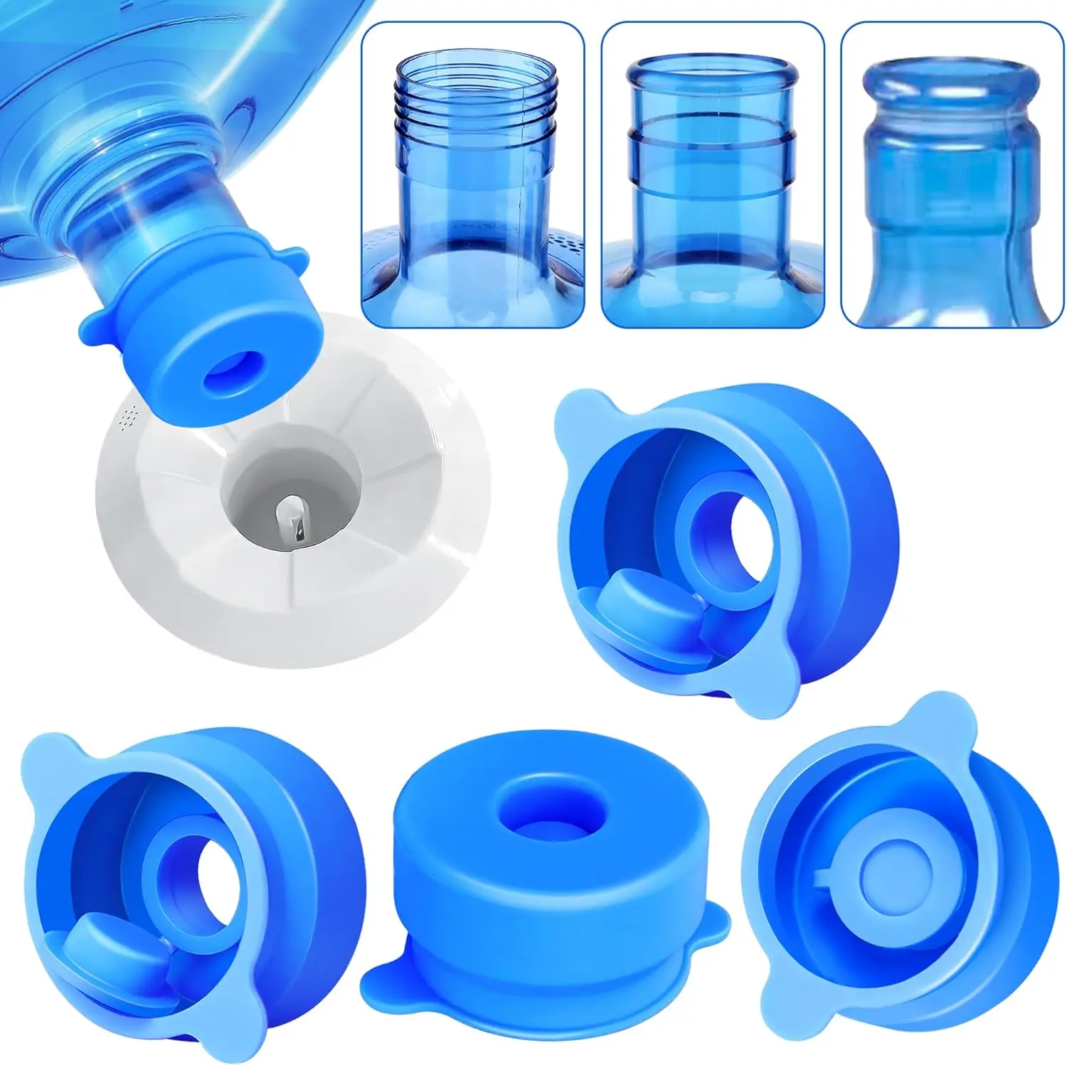 [4 PCS] 3 & 5 Gallon Water Jug Cap - 55mm  Grade   Bottle Cover for Standard/Screw/Crown Tops, Dispenser Replacement Lids, Non Spill & Leak Free 4 Pack