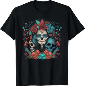 Mexico Mexican Cinco De Mayo Flowers Mask Vintage T-Shirt