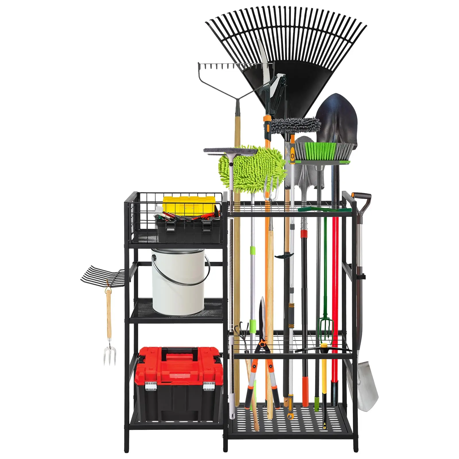 Garvee 3-Tier Garden Tool Organizer Tower Rack for Garage, Shed, and Outdoor Storage - Holds Up to 35 Long-Handled Tools Including Rakes, Brooms, and Shovels for Efficient Yard and Lawn Organization