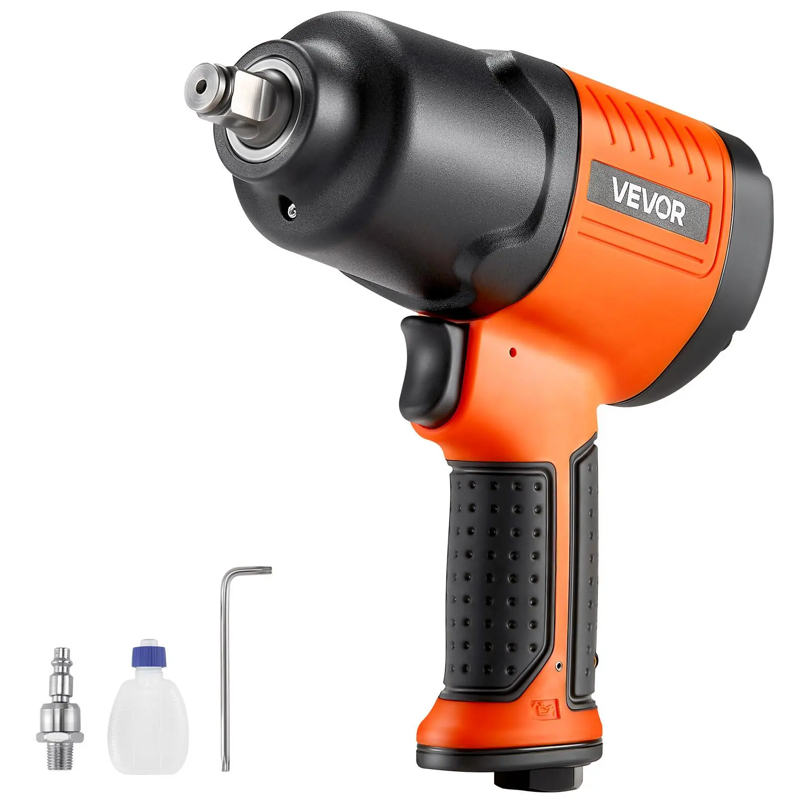 【Summerfinds】VEVOR 1/2" Drive Pneumatic Air Impact Wrench, 1100 ft-lbs Reverse Torque, 7500RPM 4-Speed Adjustable Rubber-Handled Aluminum-Body Tool for Auto Repairs, Bolt Loosening & Metal Maintenance, Lightweight