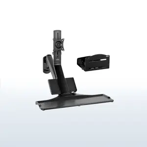 Single Monitor Sit to Stand Wall Mount Workstation - 17" to 32" Screens