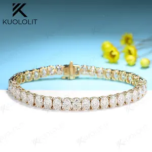 Kuololit 18CTW Hybrid Cut Moissanite Bracelets for Women Men 10K Silver Yellow Gold Oval Cut for Engagement Wedding Christmas kuololit