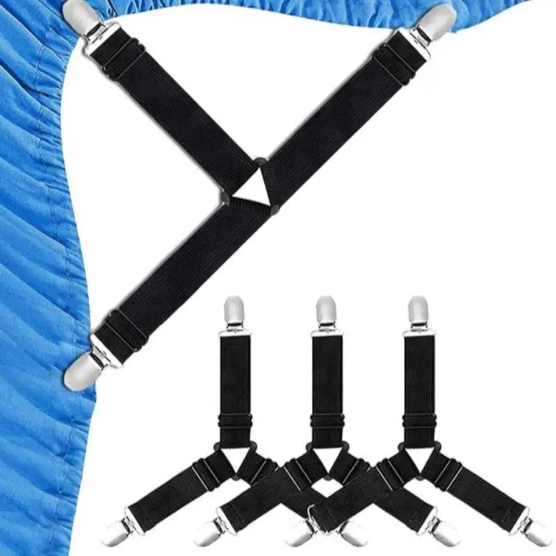 Elastic Bed Sheet Holder Strap, 4pcs Triangle Bed Sheet Fixers, Practical Non-slip Safety Sheet Straps, Bedding Accessories For Home