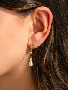 Faux Pearl Decorated Dangle Earrings, Lightweight Earring, Fashionable Earrings, Elegant Jewelry for Women, Trendy All-match & Exquisite Jewelry for Birthday Gift