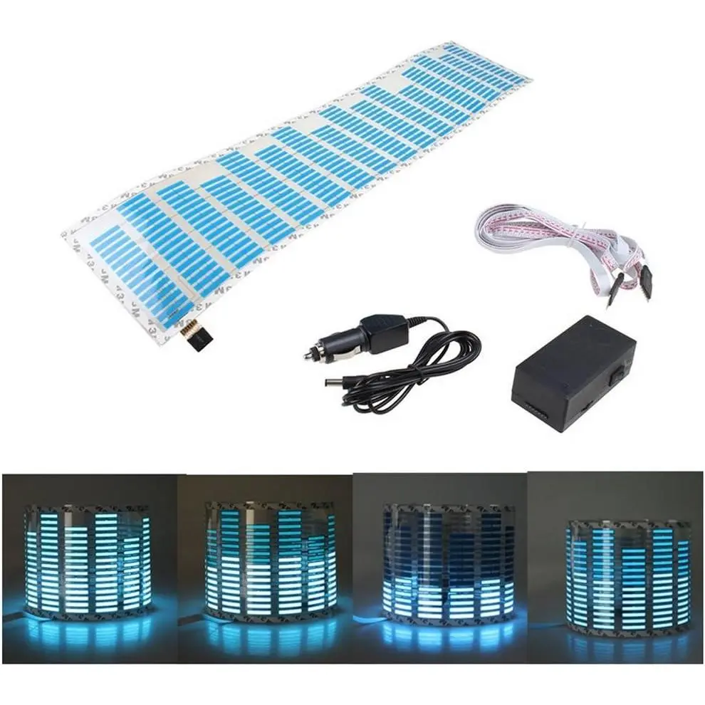45x11cm Sound-Activated Sensor LED Equalizer Glow Blue Universal Car Sticker for Car Vehicle Decoration, Car Window Decals, Automotive Accessories