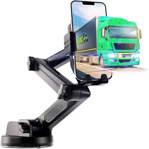 Phone Mount for  Phone Holder for  - Heavy Duty Suction Cup, Mobile Device Holder for Dashboard Window 16.9 inch Long Arm,   Compatible, Commercial Trucker, Black
