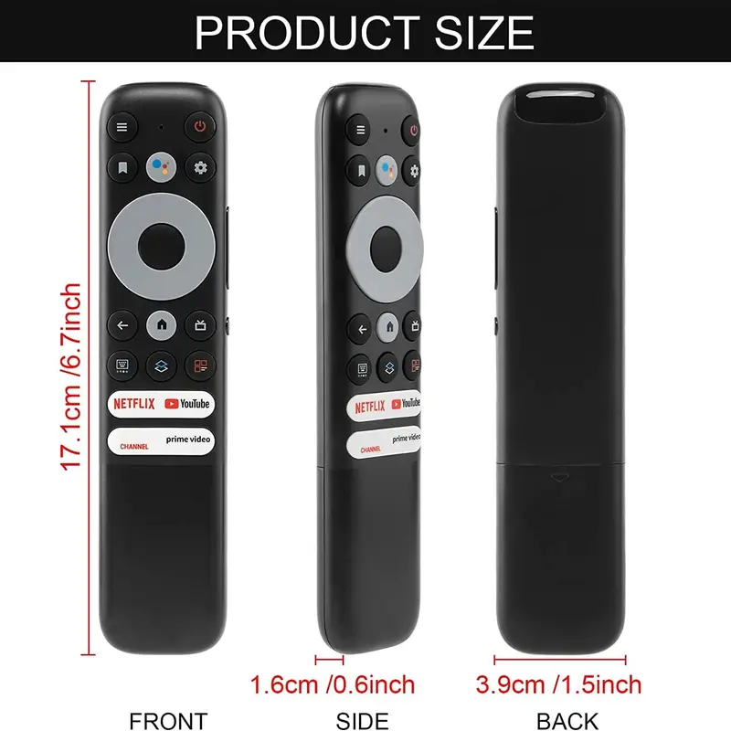 Besia RC902N FMR1 Replacement IR Remote Control Accessories - ABS, Ergonomic, Voice-Free for TCL Google/Android Smart TVs (43S446,55R646,55S546,65R646,65S546,75R646,75S546,85S446 Mini-LED QLED 4K UHD) [Batteries Not Included]