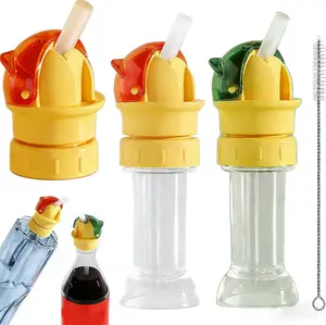 Reusable Children Beverage Water Bottle Straw Lid, 2 in 1 Design Straw Cap Portable, Water Bottle Spout Adapter for Kids, Soft Silicone Straws Suitable for a Variety of Bottle Mouths (Red+Green) Jiaheihei052