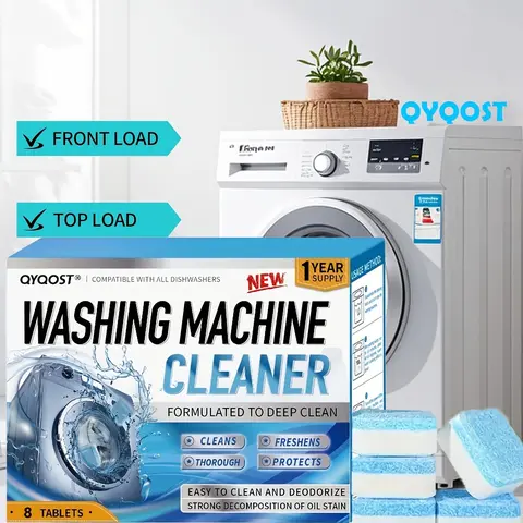 Household Cleaning Tablets Set (8/24pcs) - Fume-Free Multi-Purpose Cleaning Foam, Deep Clean Washer Solution, Odour Control for Front Load, Top Load & HE Washers, Dishwasher Deodorizer