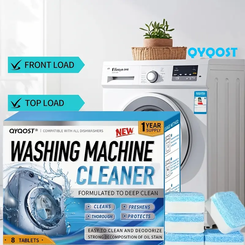 Household Cleaning Tablets Set (8/24pcs) - Fume-Free Multi-Purpose Cleaning Foam, Deep Clean Washer Solution, Odour Control for Front Load, Top Load & HE Washers, Dishwasher Deodorizer