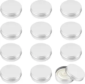 Tins 12 Pack, 1 Ounce Salve Tins with Lids, Small Metal Aluminum Tin Jar Refillable Containers, round Tin Travel Cosmetic Containers with Screw Lids, Tin Can for Salve, Balm, Lip Balm, Cream Opvixi