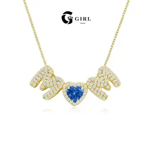GGIRL Heart Birthstones Necklace For Mom, 18K Gold Plated Heart Birthstones Bubble Pendant Necklaces For Mom Wife Dainty Fashion Jewelry Gift For Mother's Day Birthday Holiday Haul