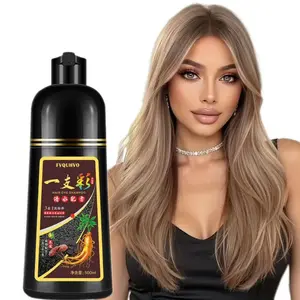 3-in-1 Light Brown Herbal Hair Dye Shampoo, Natural Plant-Based Formula, Covers Gray Hair for Men & Women, Easy at-Home Use, 16.9 fl oz