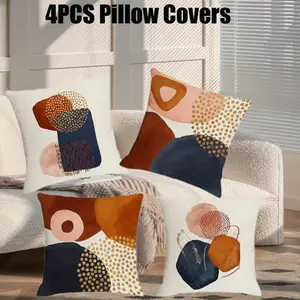 4 Set of Burnt Orange Abstract Throw Pillow Covers 18x18 Mid Century Modern Pillow Covers Geometric Minimalist Decor for Couch Home Decor party supplies,Automotive & Motorcycle