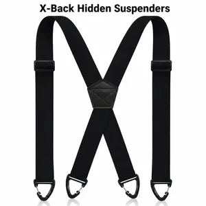 X-Back Hidden Suspenders - 1.5 in Heavy Duty Work Suspenders for Men, Under-Clothing Comfort, No-Slip Adjustable Straps, Adjustable Strap Tie (Basketball Use)