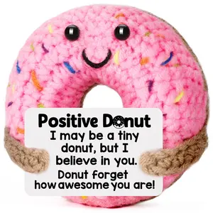 Kawaii Mini Handmade Knitted Donut Plush, Super Soft Squishy Stress Relief Toy, Cute Bag Charm Keychain Backpack Pendant, Aesthetic Desk Car Decor, Perfect Birthday Christmas Valentines Gift For Kids Girls Best Friends BFF, Unique Handcrafted Stuffed Anim