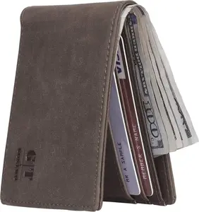 Slim Wallet for Men Minimalist Leather ID Window Front Pocket Bifold Wallet