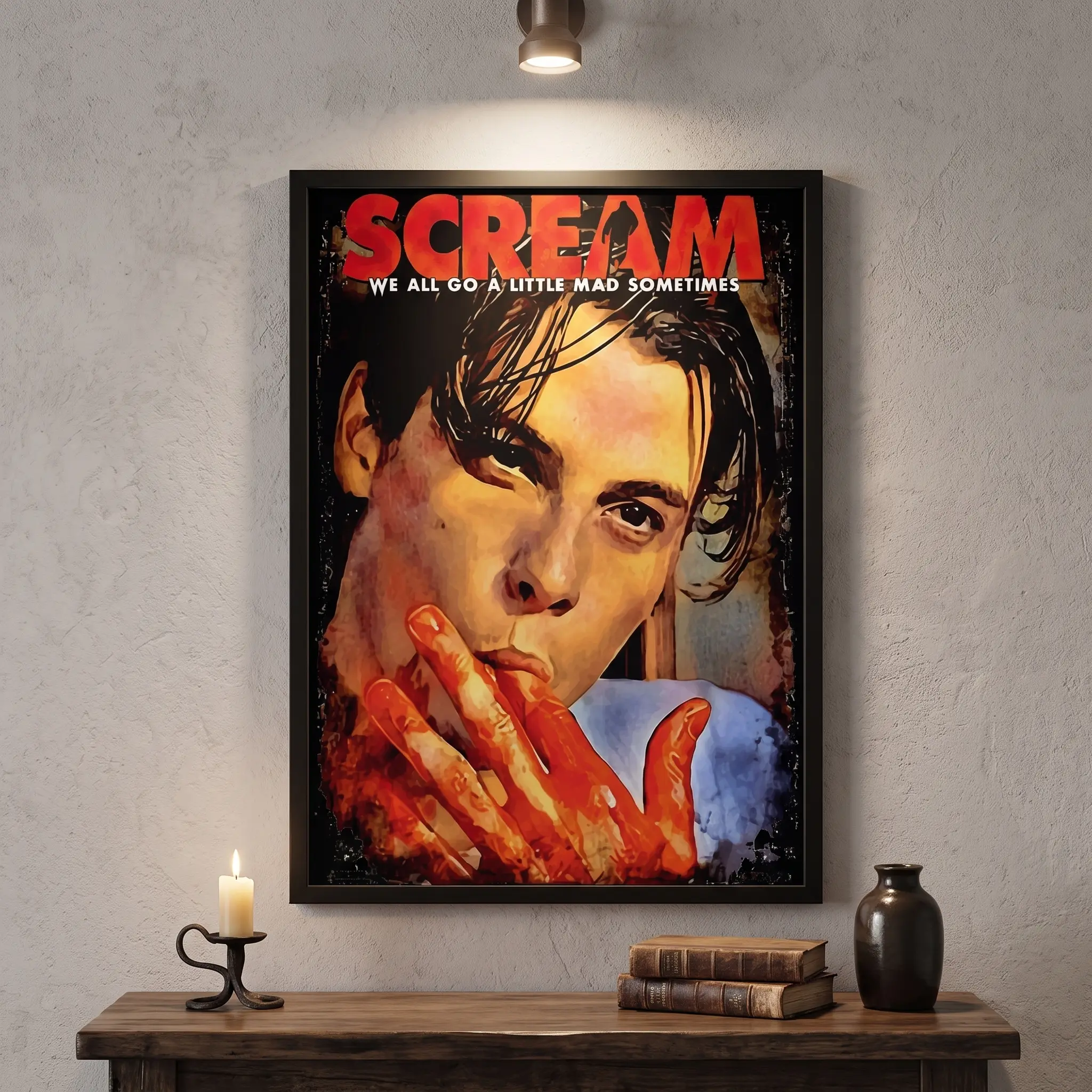 Billy Loomis Spooky Horror Film Scene Canvas Wall Art Print - Preppy Dark Aesthetic Decor, Living Room & Bedroom Above Bed Accent, Home Gift