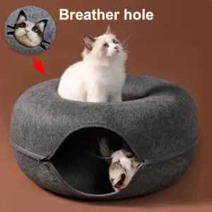 Cat Tunnel Nest - Felt Donut Bed & Scratcher