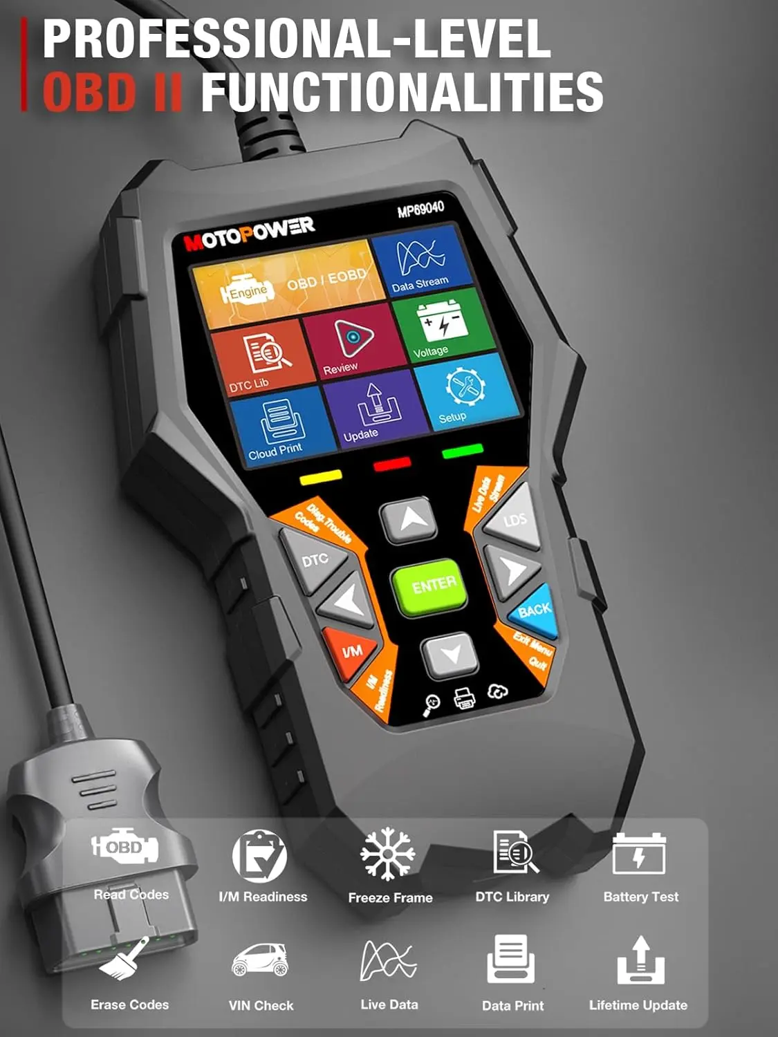 MOTOPOWER MP69040 OBD2 Scan Code Reader – Universal Car Engine