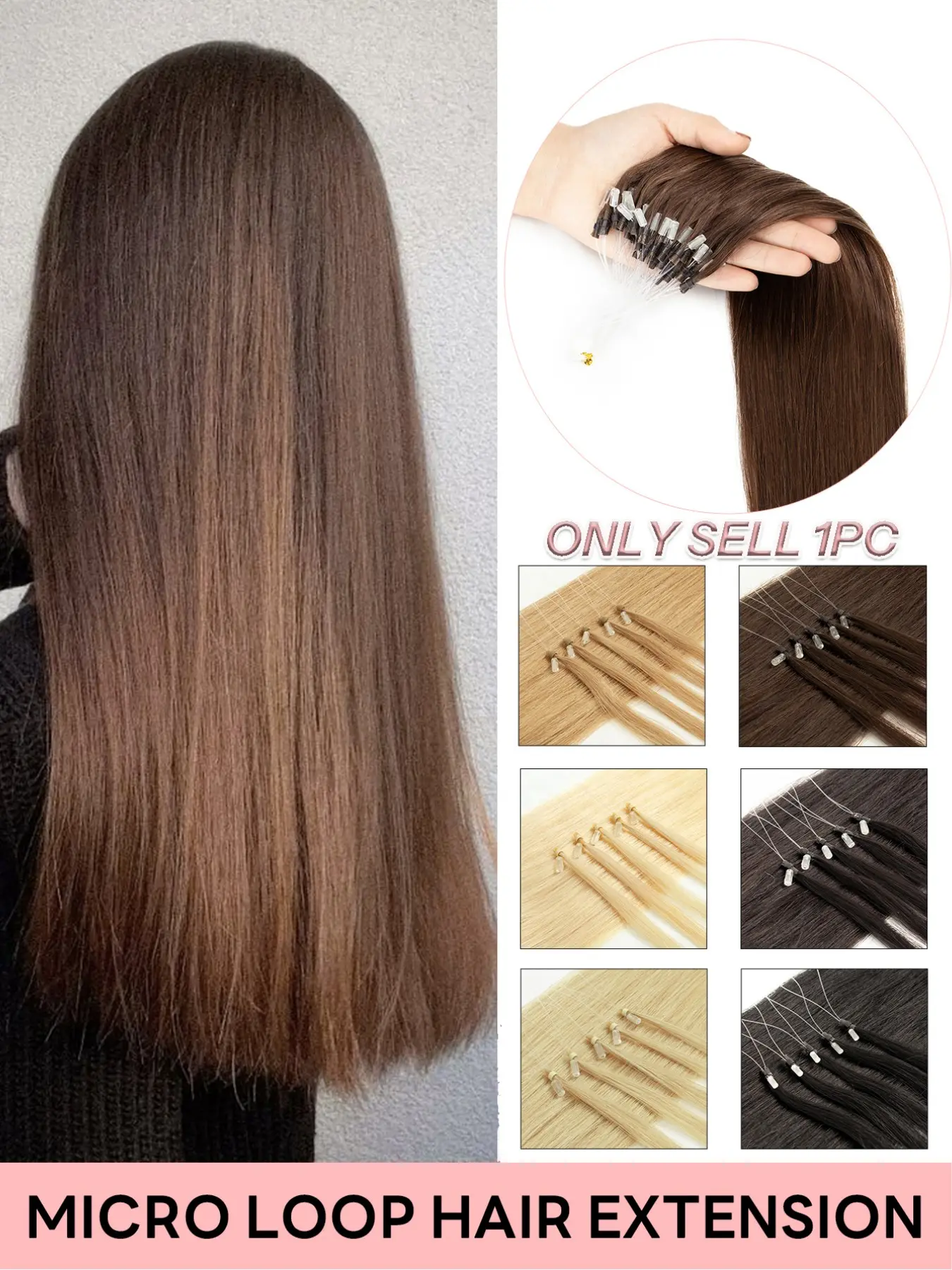 Micro Bead Hair Extensions for Women, 12-22 Inches, Natural Look, Adds Length and Volume, Suitable for All Occasions, High-Quality Real Hair