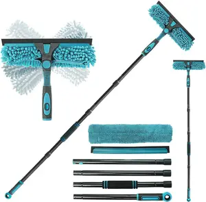 Buysenton 2-in-1 Window Squeegee Cleaner – 62" Extension Pole with Rotatable Scrubber Head