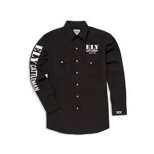 Men's Ely Cattleman Long Sleeve Western Logo Rodeo Shirt