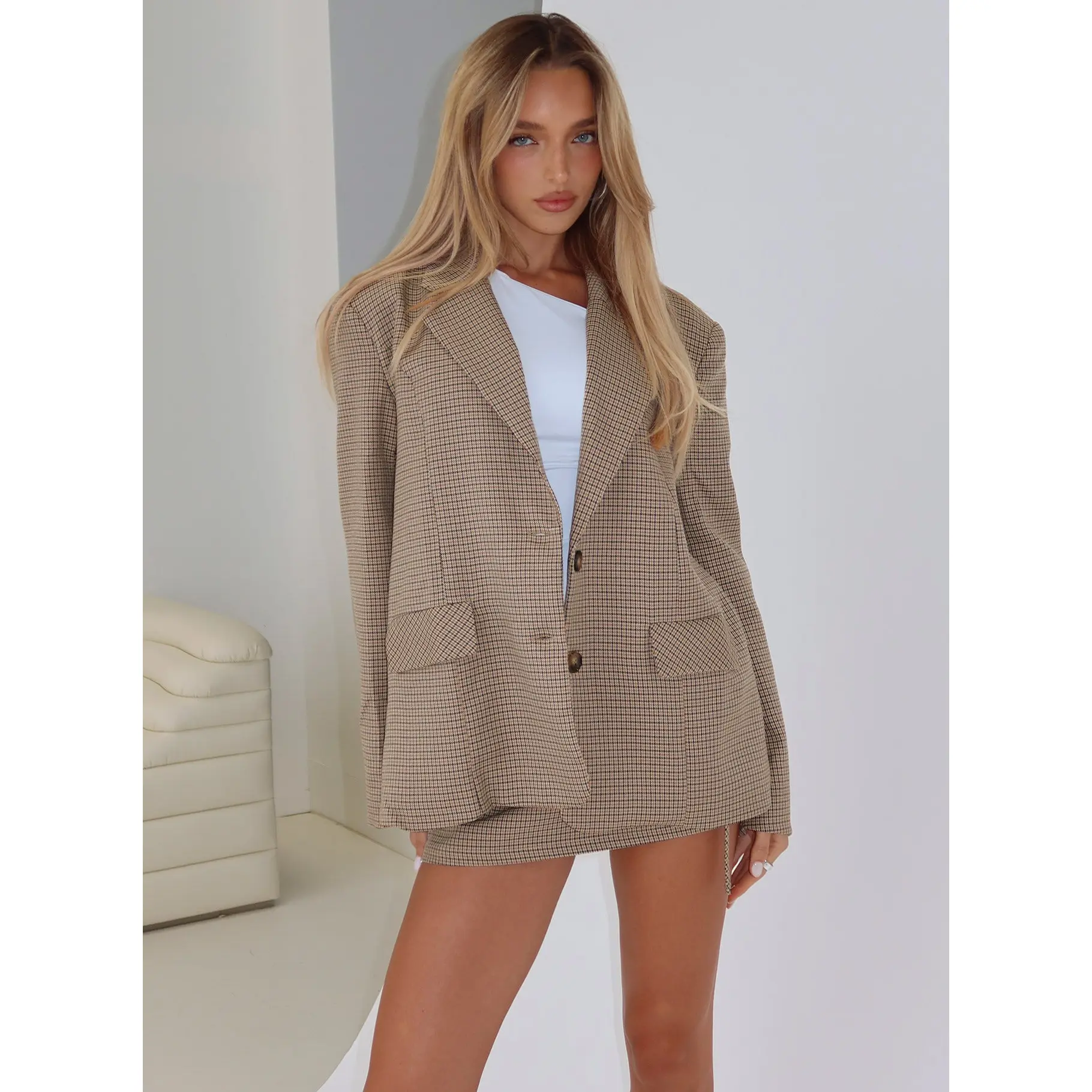 Deane Blazer Brown Check Deane Blazer Brown Check